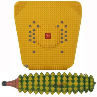 NAVEEN PLASTIC Acupressure Foot Mat With Magnets And Copper For Stress And Pain Relief + Wooden Karela Roller