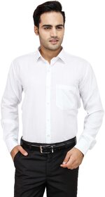 Baleshwar White Cotton Blend Formal Shirt