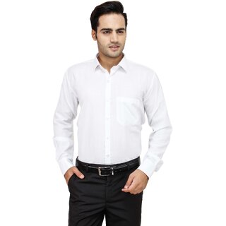 Baleshwar White Cotton Blend Formal Shirt