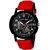 	 Mark Regal Bell Red Strap Black Dail Round Watch For Mens