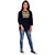 Bronze Black Printed Stylish Women Top To Pair With Jeans For Office/Casual Wear Blue Top For Women Western Wear/Blue Tops For Women Western Wear