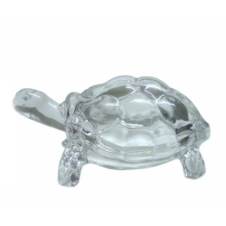                       Maurya Services Crystal Clear Glass Tortoise Kachua/Fengshui Kachua For Happiness                                              