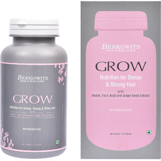 Berkowits GROW Nutrition For Strong  Shiny Hair with Biotin, Folic Acid  Grape Seed Extracts