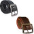 Sunshopping mens black and brown leatherite needle pin point buckle belt (combo)