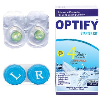 Buy Optify Green Monthly Color Contact Lens Zero Power Online @ ₹229 ...