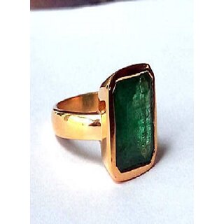 Emerald Panna Ring Gold/ Copper Plated Adjustable Ring Jaipur Gemstone