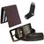 Sunshopping mens black leatherite needle pin point buckle belt with brown leatherite bifold wallet and black socks (Pack of three)