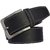Sunshopping mens black leatherite needle pin point buckle belt with black leatherite bifold wallet and black socks (Pack of three)