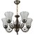 Somil Unique Design Brass Chandelier With Engraved Transparent Glass Lamps