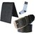 Sunshopping mens black leatherite needle pin point buckle belt with black leatherite bifold wallet and white socks (Pack of three)