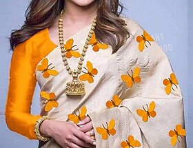 Bollywood Style Embroidery Zarana Silk Saree with Contrast Blouse