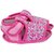 Neska Moda Baby Boys and Girls Pink Floral Cotton Velcro Anti Slip Booties For 0 To 12 Months