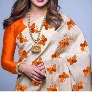Bollywood Style Embroidered Zarana Silk Saree with Contrast Blouse