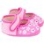 Neska Moda Baby Boys and Girls Pink Floral Cotton Velcro Anti Slip Booties For 0 To 12 Months