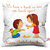Indigifts Rakhi Gifts for Brother Cushion Cover With Filler Satin White 12x12 inches Set of 1