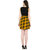 BuyNewTrend Women's Yellow Checks U-Neck Fit & Flare Dress
