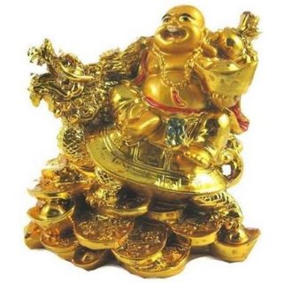 Rebuy laughing buddha with dragon tortoise on bed of wealth