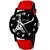 Mark Regal Red Strap Black Dail Round Watch For Mens