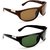 TheWhoop Combo Brown UV Protected Sports Driving Sunglasses. New Green Wrap Around Biking Goggles