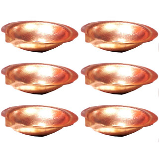 6 cm Pure Copper Diya - Set of 6