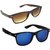 Silver Kartz Combo of 2 Wayfarer Unisex Sunglasses(scm40//Brown//Blue)