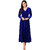 Code Yellow Women's Royal Blue Velvet V-Neck Long Winter Dress WC-1620