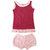 Magic Train Baby Girls Red Cotton Frock and Light Pink Bloomers Set