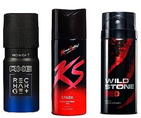 Set of 3 AXE KS Wild Stone Deo Body Spray 150 ml For Men