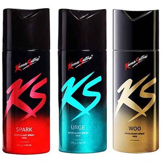 Ks Kamasutra Deo Deodorants Body Spray For Men - Pack Of 3 Pcs(spark+urge+woo)