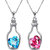 Meia Rhodium Plated Valantine Combo Of Solitaire Pink And Blue Crystal Hear 