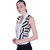 Peppytone,Black and White Striped Poly-gorgette patch Vest with poly-knit lining suitable for casual wear.