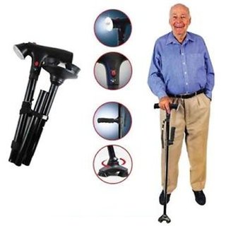 SAIMA Twin Grip Cane Safe  Easy 2 Handled Foldable Walking Stick With Led Lights