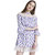 Texco Women Purple & white Cotton Ruffle neck Ruffled Floral print Dress