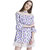Texco Women Purple & white Cotton Ruffle neck Ruffled Floral print Dress