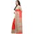 Janasya Women's Peach Cotton Silk Printed Saree With Unstitched Blouse