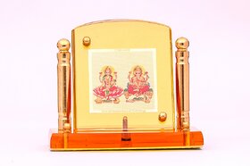 Decarate 24CRT Gold Plated Laxmi Ganesha Car Frame (Pillar)