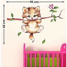 Eja Little Catty On Branch (Wall Sticker)