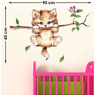                       Eja Little Catty On Branch (Wall Sticker)                                              