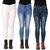 ZXN Premium Quality Soft Stretchable,Comfortable Slim Fit Cotton Women Jeans Combo Pack of 3 (White,Light blue,Peacock)