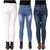 ZXN Premium Quality Soft Stretchable,Comfortable Slim Fit Cotton Women Jeans Combo Pack of 3 (White,Light blue,Peacock)