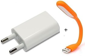 Combo of USB LIght and USB Charger Adapter ( assorted Colors) By KSJ Accessories