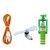 Combo Of Aux Cable V8 Otg Fan With Mini Selfie Stick Assorted Colors