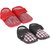 Neska Moda Pack Of 2 Baby Boys and Girls Red and Black Checks Cotton Velcro Anti Slip Booties For 0 To 12 Months