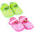 Neska Moda Pack Of 2 Baby Boys and Girls Pink and Green Floral Cotton Velcro Anti Slip Booties For 0 To 12 Months
