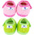 Neska Moda Pack Of 2 Baby Boys and Girls Pink and Green Floral Cotton Velcro Anti Slip Booties For 0 To 12 Months