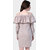 Klick2Style Long Sleeve Off Shoulder Ash Pink Crepe Dress