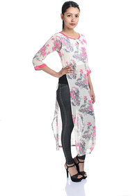Timbre Women's Multicolor Plain Crepe Round Neck Tunics
