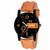 Specter Round Black Dial Leather Tan Strap Casual Analog Watch for Men (KT 12)