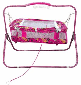 Oh Baby Baby Pink Cradles(Jhulla And Palna) With Mosquito Net For Your Kids Se-Jp-23