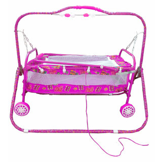 Oh Baby Baby Pink Bassinets And Cradles(Jhulla Baggi And Palna Baggi) With Mosquito Net For Your Kids Se-Jp-26